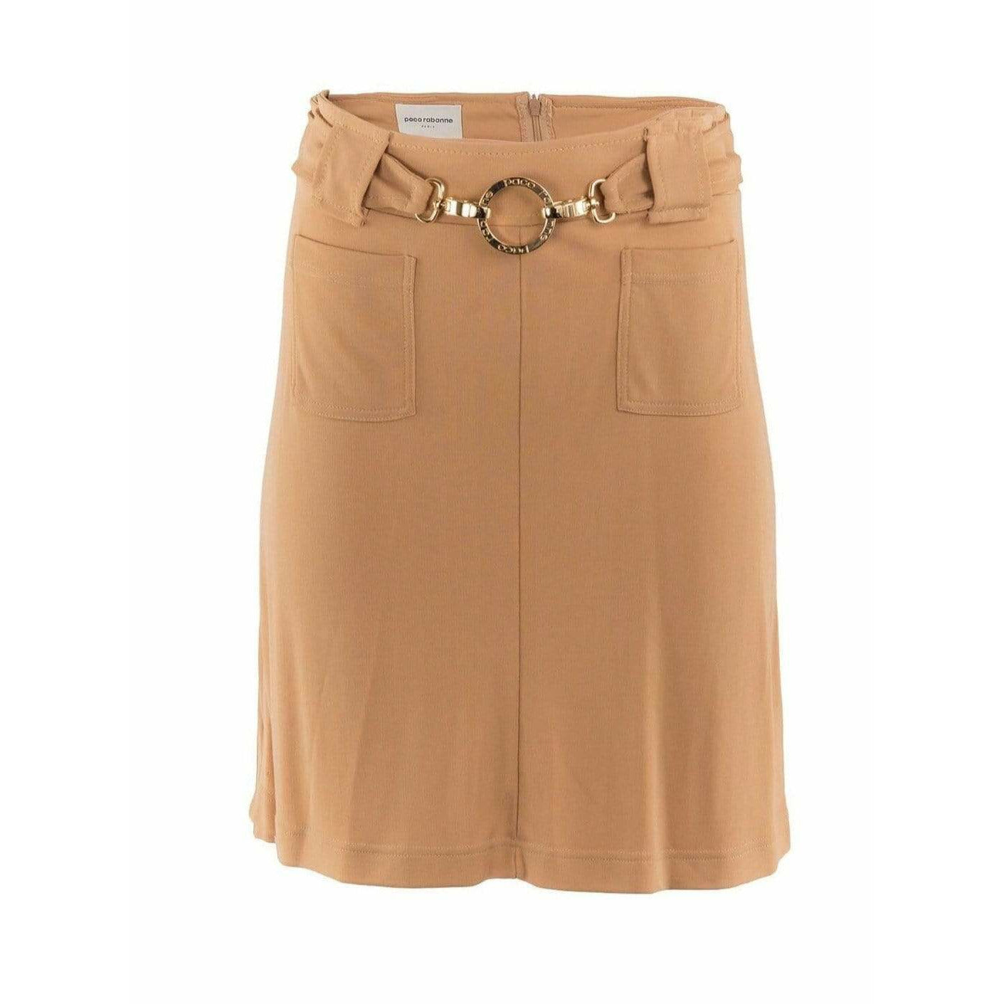 paco-rabanne-beige-stretch-belted-skirt Skirts Rosy Brown