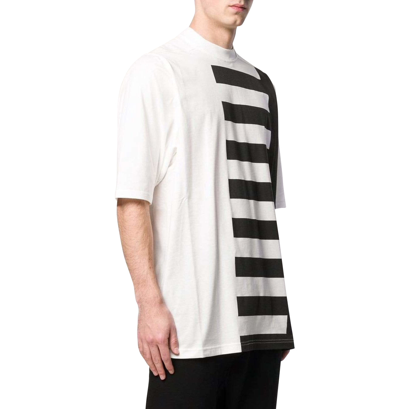 Mens Top striped-panel-t-shirt Tan
