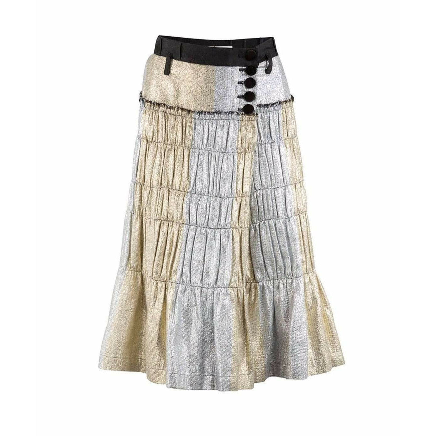 tao-comme-des-garcons-gold-and-silver-pleated-wrap-skirt Skirts Gray