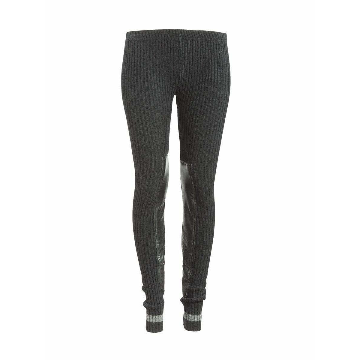 Womens Pants ribbed-leather-panel-leggings-in-black Dark Slate Gray