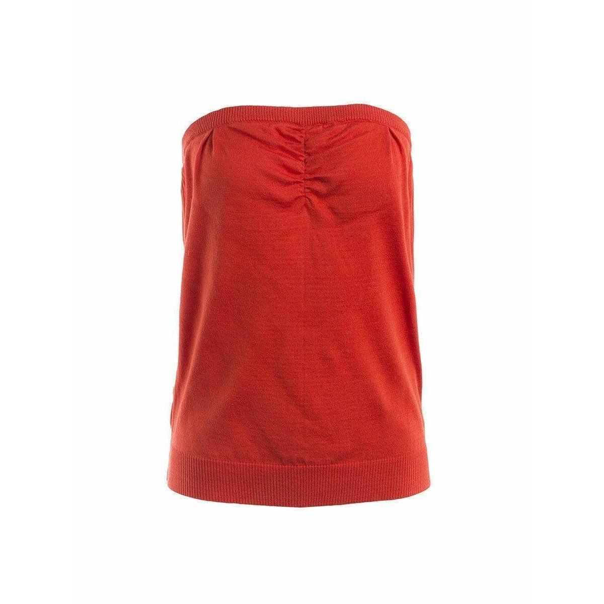 ruched-tube-top-in-red Shirts & Tops Firebrick