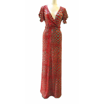 Dresses varun-sardana-red-sequin-harlequin-gown Saddle Brown